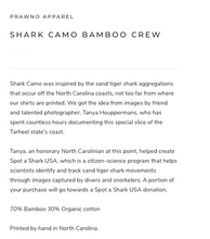 Load image into Gallery viewer, Prawno Shark Camo Bamboo Crew (Pewter)
