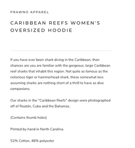 Prawno Caribbean Reefs Women's Oversized Hoodie (Black)