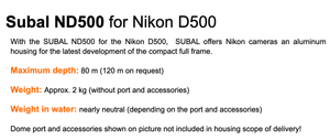 Subal Camera Housing Nikon D500